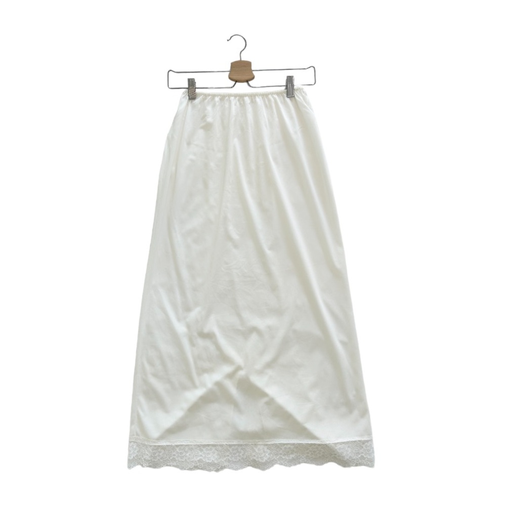 Women's White Lace-Hem Slip Skirt